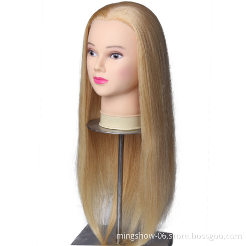 Long blonde human hair mannequin head training doll head for training